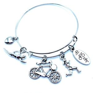Triathlon Bracelet Running Swimming Biking Charms May Be Personalized